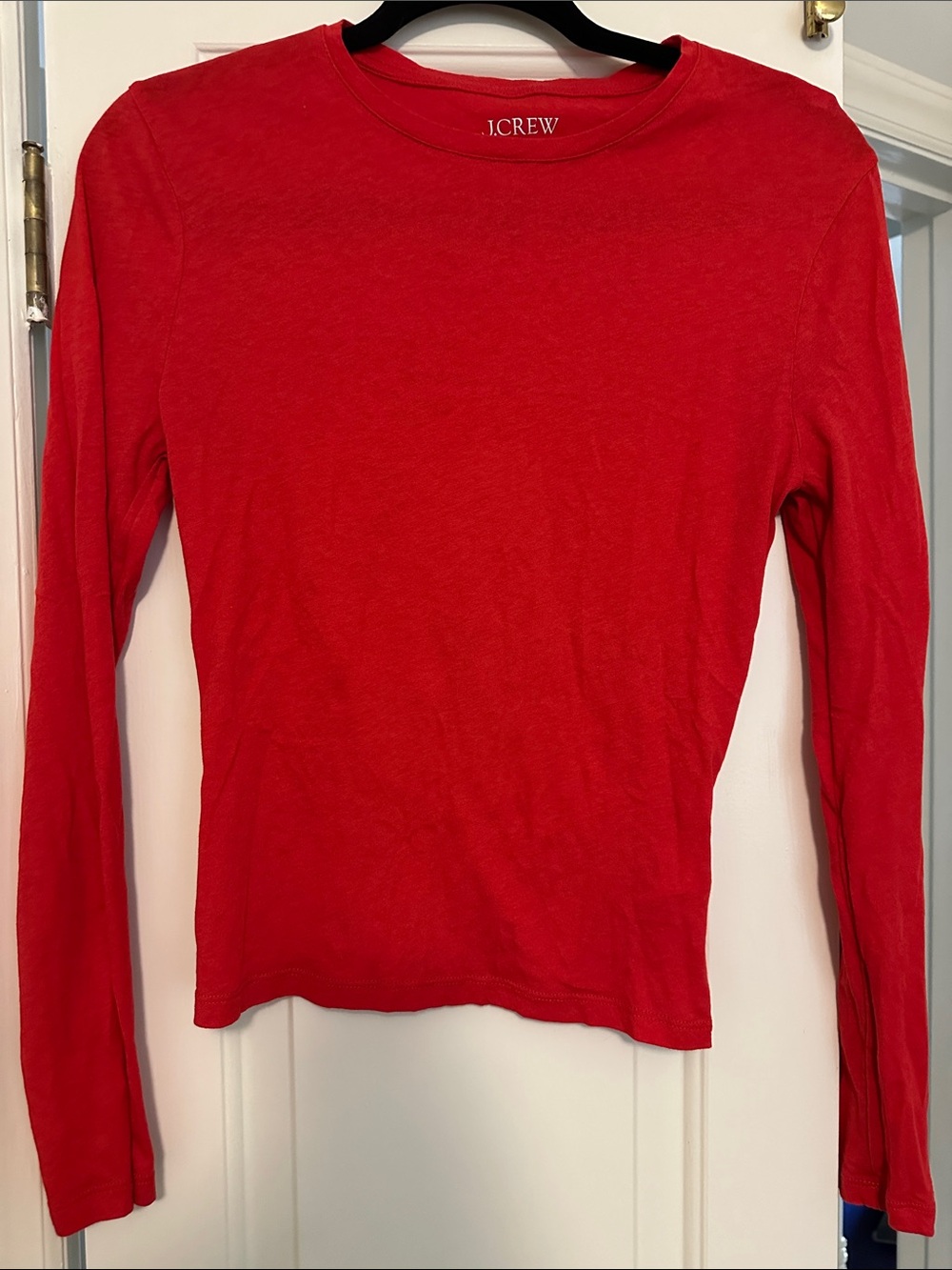 J. Crew Bright Red Long-Sleeve Crewneck Tee
